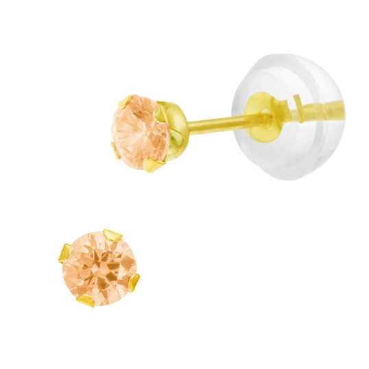 Boucles d'oreilles en or jaune, oxyde de zirconium