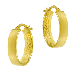 Créoles en or jaune lisse et striée