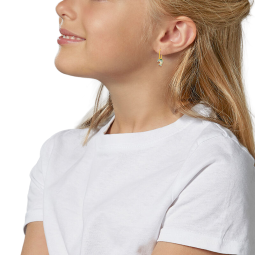 Boucles d'oreilles dormeuses en or jaune et laque, dauphin