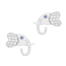 Boucles d'oreilles en or gris et oxydes de zirconium, éléphant