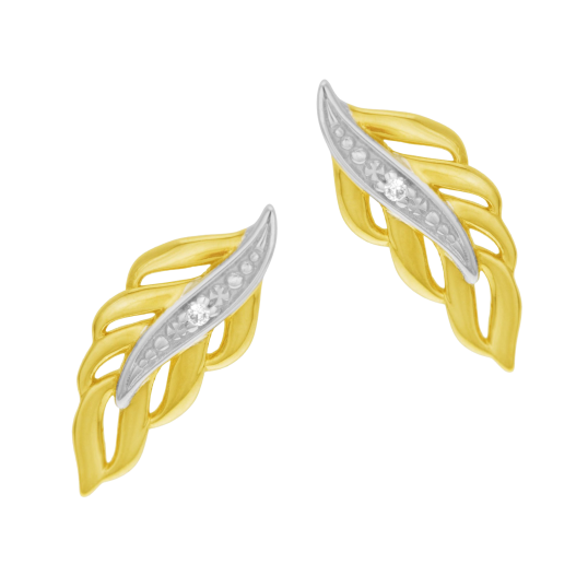 Boucles d'oreilles en or jaune rhodié, diamant