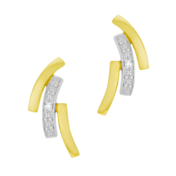 Boucles d'oreilles en or jaune rhodié, diamant