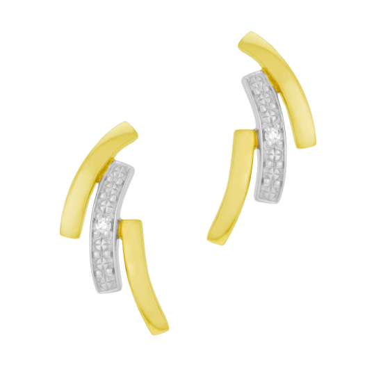 Boucles d'oreilles en or jaune rhodié, diamant