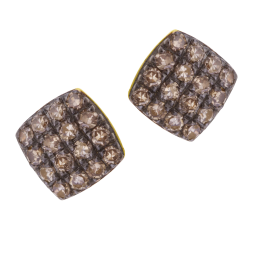 Boucles d'oreilles en or jaune rhodié noir et diamants bruns