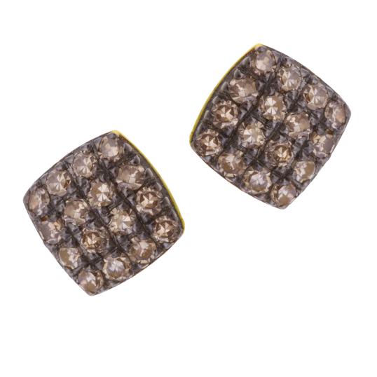 Boucles d'oreilles en or jaune rhodié noir et diamants bruns