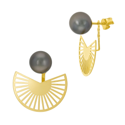 Boucles d'oreilles en or jaune et perle de culture de Tahiti