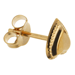 Boucles d'oreilles en or jaune, coeur perlé.