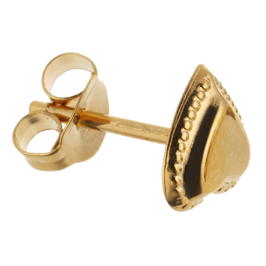 Boucles d'oreilles en or jaune, coeur perlé.