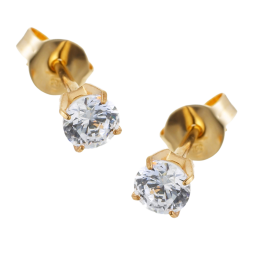 Boucles d'oreilles en or jaune, oxyde de zirconium (moyen modèle).