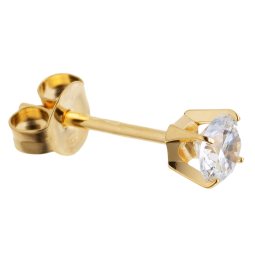 Boucles d'oreilles en or jaune, oxyde de zirconium (moyen modèle).