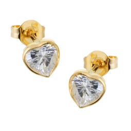 Boucles d'oreilles en or jaune, oxyde de zirconium (grand modèle).