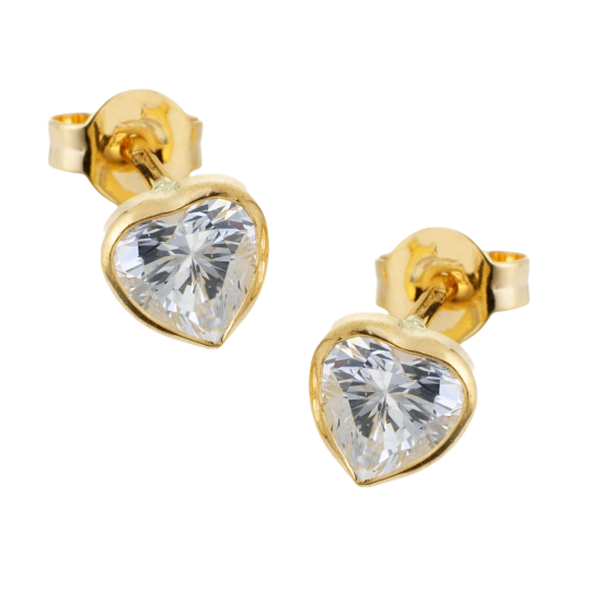 Boucles d'oreilles en or jaune, oxyde de zirconium (grand modèle).