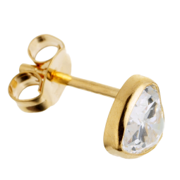 Boucles d'oreilles en or jaune, oxyde de zirconium (grand modèle).