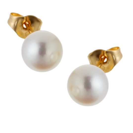 Boucles d'oreilles en or jaune, perle de culture d'eau douce.