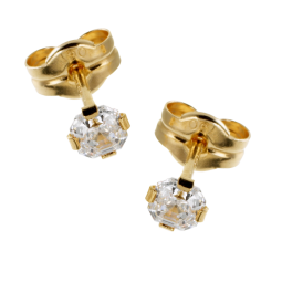 Boucles d'oreilles en or jaune, oxyde de zirconium.