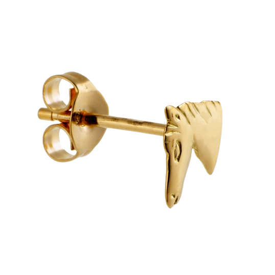 Boucles d'oreilles en or jaune, tête de cheval.