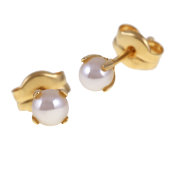 Boucles d'oreille en or jaune, perle de culture