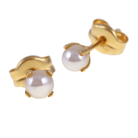 Boucles d'oreille en or jaune, perle de culture