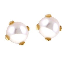 Boucles d'oreille en or jaune, perle de culture