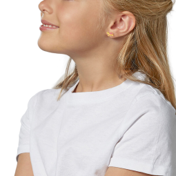 Boucles d'oreilles en or jaune et laque de couleur, tortue