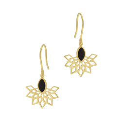 Boucles d'oreilles en or jaune et onyx