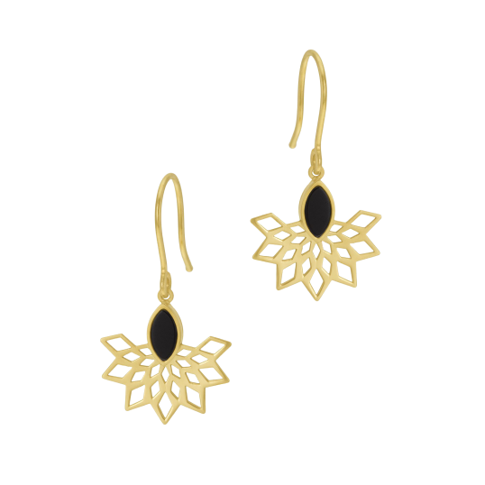 Boucles d'oreilles en or jaune et onyx