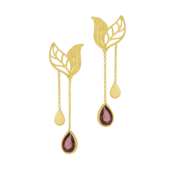 Boucles d'oreilles en or jaune et grenat