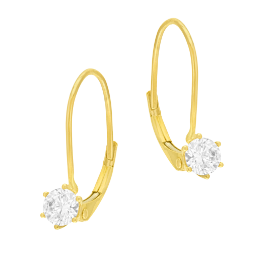 Boucles d'oreilles dormeuses en or jaune, oxyde de zirconium