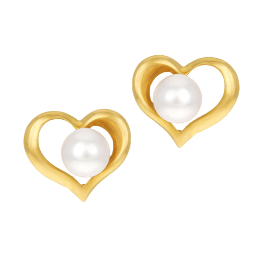 Boucles d'oreilles en or jaune et perle de culture 