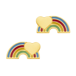 Boucles d'oreilles en or jaune et laque, arc-en-ciel