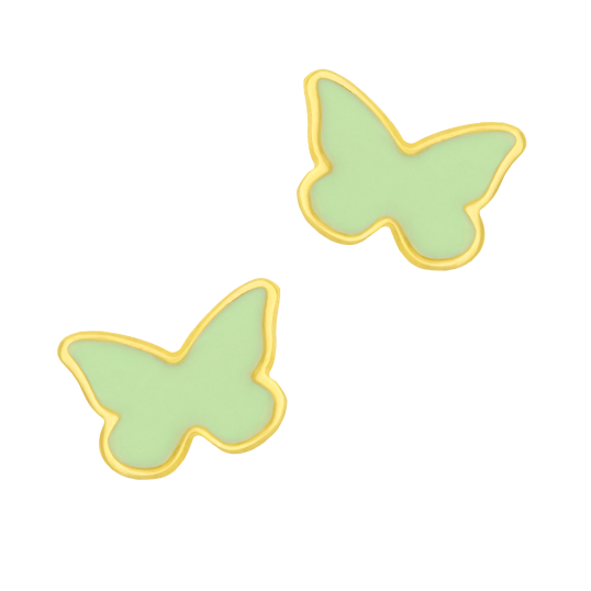 Boucles d'oreilles en or jaune et laque, papillon Boucles d'oreilles en or jaune et laque, papillon