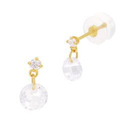 Boucles d'oreilles en or jaune et oxydes de zirconium