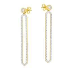 Boucles d'oreilles en or jaune et rhodié, diamants