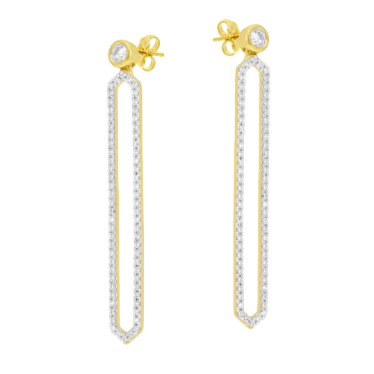Boucles d'oreilles en or jaune et rhodié, diamants Boucles d'oreilles en or jaune et rhodié, diamants