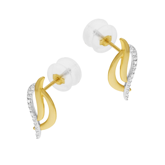 Boucles d'oreilles en or jaune et rhodié, diamants