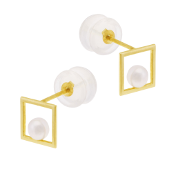 Boucles d'oreilles en or jaune et perle de culture
