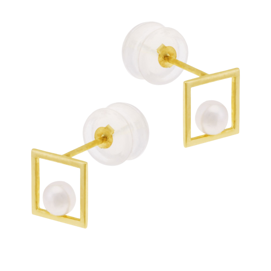 Boucles d'oreilles en or jaune et perle de culture Boucles d'oreilles en or jaune et perle de culture
