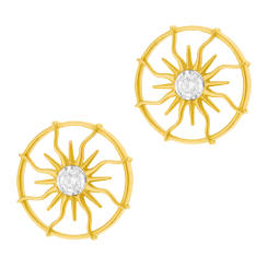 Boucles d'oreilles en or jaune et rhodié, diamant 