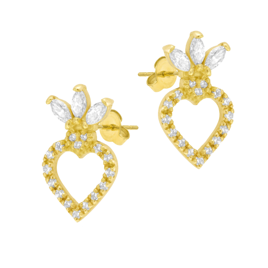 Boucles d'oreilles en or jaune et oxydes de zirconium