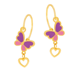 Boucles d'oreilles en or jaune et laque, papillon