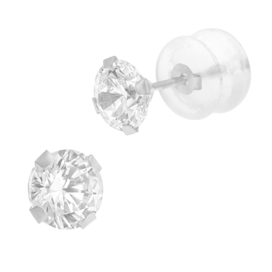 Boucles d'oreilles en or gris et oxyde de zirconium Boucles d'oreilles en or gris et oxyde de zirconium