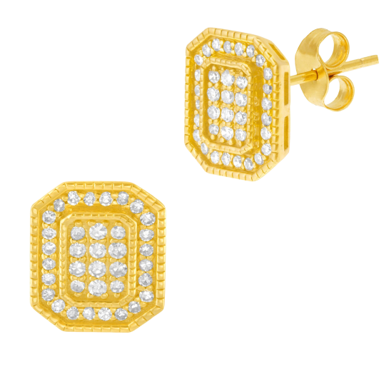 Boucles d'oreilles en or jaune, diamants