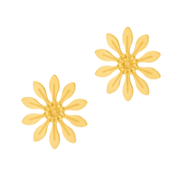 Boucles d'oreilles en or jaune, fleur
