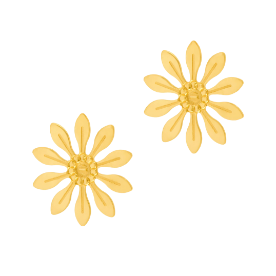 Boucles d'oreilles en or jaune, fleur