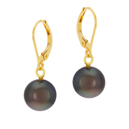 Boucles d'oreilles dormeuse, perle de culture de Tahiti