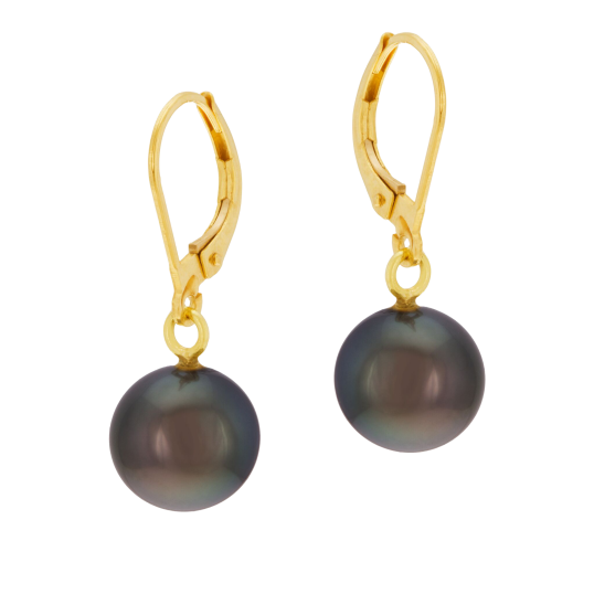 Boucles d'oreilles dormeuse, perle de culture de Tahiti