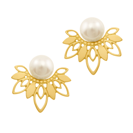 Boucles d'oreilles en or jaune et perle de culture