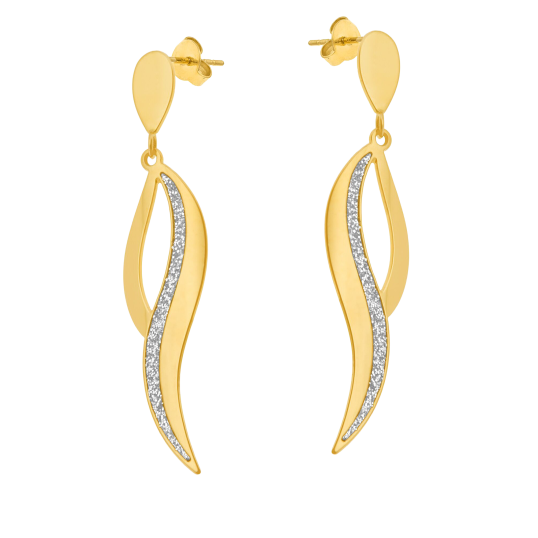 Boucles d'oreilles en or jaune et laque pailletée Boucles d'oreilles en or jaune et laque pailletée