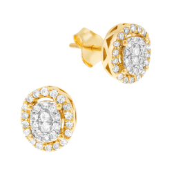 Boucles d'oreilles en or jaune et rhodié, diamants
