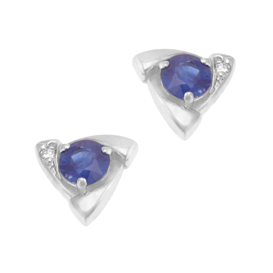 Boucles d'oreilles en or gris, saphir et diamant